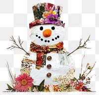 PNG Flower Collage snowman collage winter decoration.