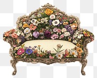 PNG Flower Collage Rococo sofa flowers furniture floral.