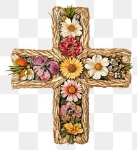 PNG Flowers cross woven art.