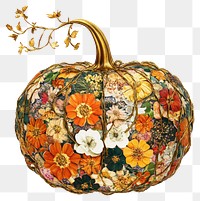 PNG Flower Collage autumn pumpkin illustration flowers golden.