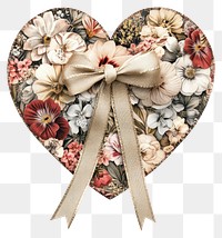 PNG Flower Collage Victorian heart flowers ribbon floral.