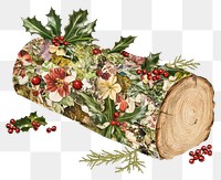 PNG Flower Collage Yule log illustration berries flower.