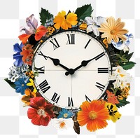 PNG Flower Collage New Year clock flowers botanical timepiece.