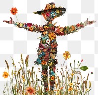 PNG Flower Collage autumn scarecrow flowers illustration collage.