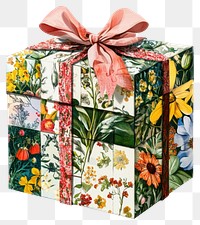 PNG Flower Collage Christmas gift box illustration nature-inspired decorative.