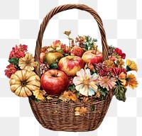 PNG Flower Collage autumn harvest basket apple illustration produce.