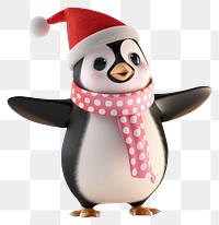 PNG Chubby penguin cartoon winter santa.