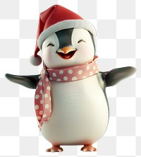 PNG Chubby penguin winter santa polka.