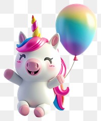 PNG Cute chubby unicorn balloon cartoon illustration.