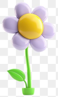 PNG Cute chubby cartoon balloon flower with green stem and yellow center background simple illustration.