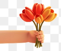 PNG Hand holding a bouquet of flowers vibrant finger petal.