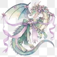 PNG Dragon illustration ribbons pastel.