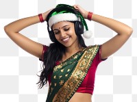 PNG Indian Woman headphones woman christmas.