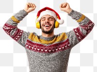 PNG Middle Eastern Man sweater headphones expression.