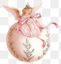 PNG Coquette angel ornament illustration christmas ribbon.