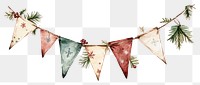 PNG Christmas flag garland christmas watercolor decoration.