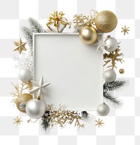 PNG Frame surrounded by gold and white Christmas decorations christmas design christmas decoration.