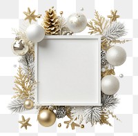 PNG Frame surrounded by gold and white Christmas decorations christmas christmas decoration accessories.