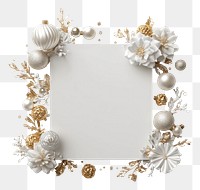 PNG Frame surrounded by gold and white Christmas decorations christmas design photo.