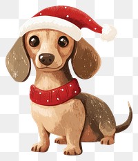 PNG Christmas dog illustration dachshund cute.