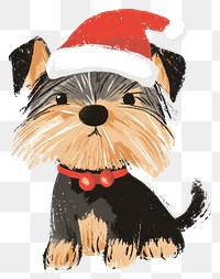 PNG Christmas dog illustration terrier cute.