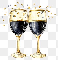 PNG Wine glasses touching illustration confetti festive.