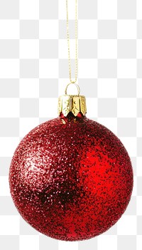 PNG Red bauble christmas ornament hanging.