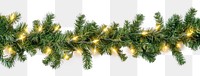 PNG Seamless decorative christmas border with coniferous branches and garlands of christmas lights illuminated decoration evergreen.