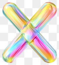 PNG A glass x sign rainbow holographic typography.