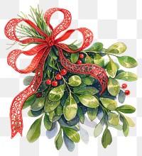 PNG Mistletoe bouquet christmas ribbon leaf.