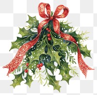 PNG Mistletoe bouquet illustration christmas ribbon.