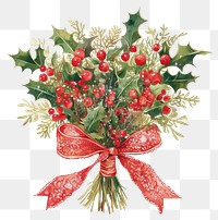 PNG Holly bouquet art illustration christmas.