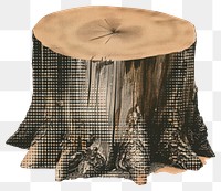 PNG Tree stump retro paper collage illustration texture nature.