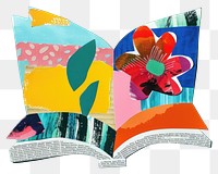 PNG Open book paper cut illustration abstract colorful.