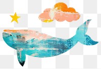 PNG Blue whale paper cut illustration painting abstract.