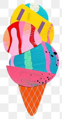 PNG Ice cream cone paper cut collage abstract colorful.