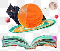 PNG Astroid with open book colors advertisement exploration.