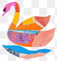 PNG Swan paper cut collage painting colorful.