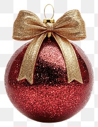 PNG Red glitter ornament christmas decor bow.