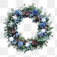 PNG Christmas wreath white blue decoration.