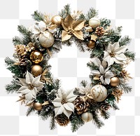 PNG Christmas wreath white gold poinsettias.