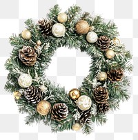 PNG Christmas wreath gold decoration ornaments.