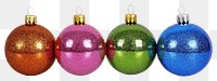 PNG Colorful glitter ornaments christmas accessories decorations.