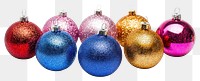 PNG Colorful glitter ornaments christmas accessories decorations.