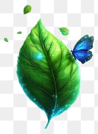 PNG Leaf butterfly green illustration.