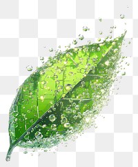 PNG A floating crystal leaf green droplets nature.