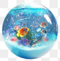 PNG Crystal globe fish aquarium sphere.