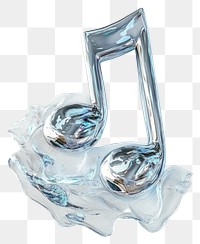 PNG Music note with water ripples flowing out futuristic sculpture metallic.