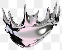 PNG Y2k chrome crown art metallic abstract.