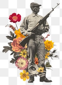 PNG Paper collage of carbine flower vintage photo.